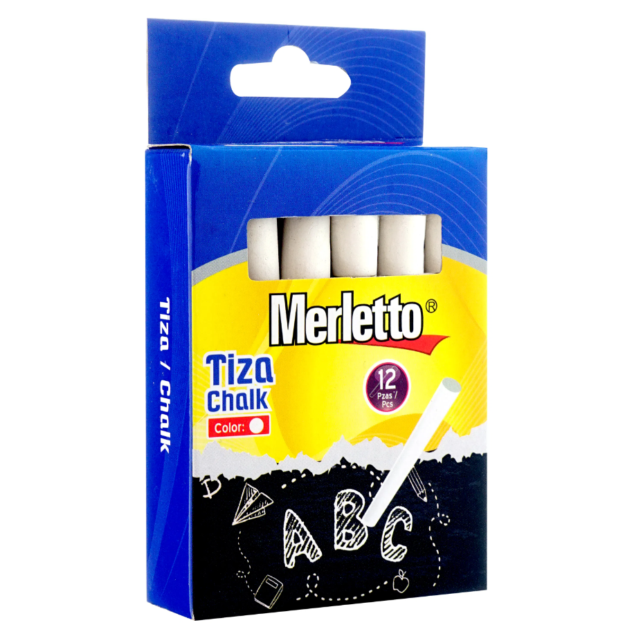 TIZA DE PIZARRA BLANCA 12PC
